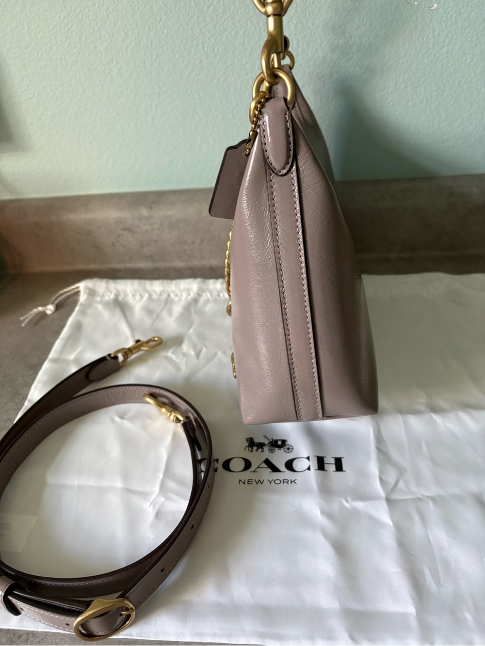 Coach Juliet 25, Ash Violet-Leather Shoulder Bag with Gold Hardware - Picture 3 of 8